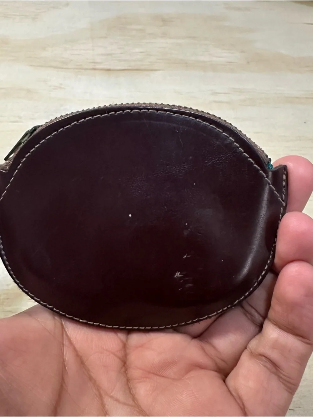Vintage 50s Brown Leather Top Grain Cowhide Coin Purse Zipper Pocket RARE 3x 4